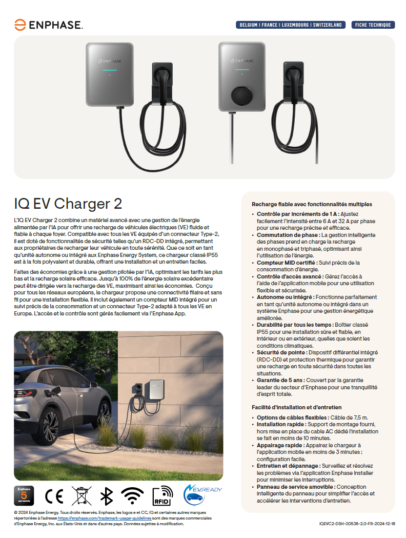 Pose de borne Enphase IQ Charger 2 à Lille